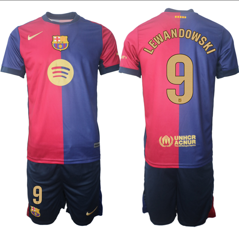 Men 2024-2025 Club Barcelona home Red blue #9 Soccer Jersey